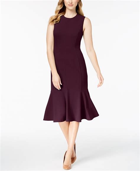 calvin klein seamed trumpet midi dress online|calvin klein long sleeve dresses.